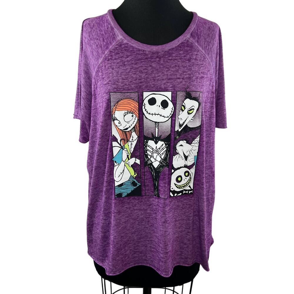 DISNEY Tim Burton Nightmare Before Christmas Purple Graphic Tee Sleep Shirt XL